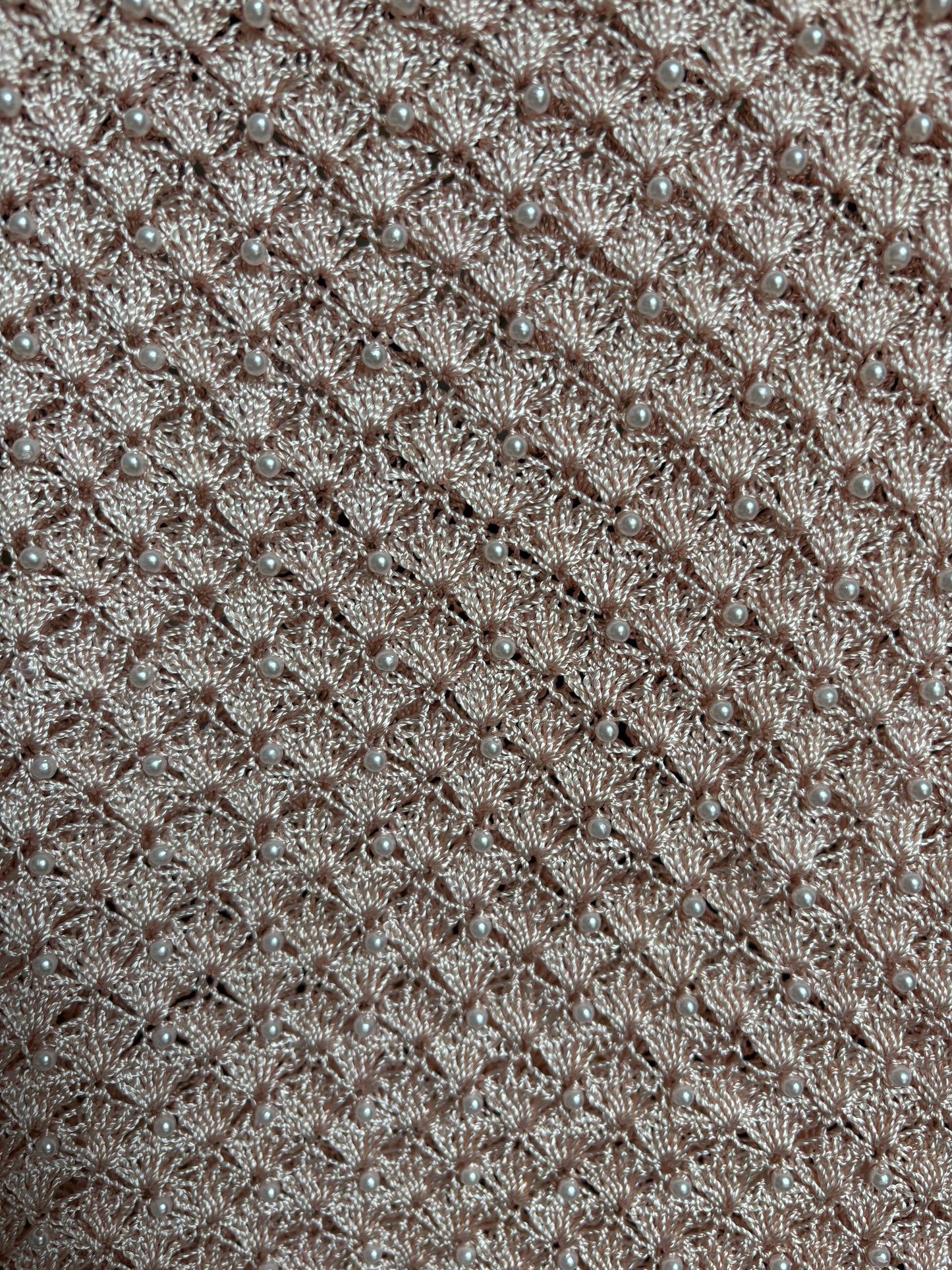 Vintage Sleeveless Crochet & Pearl Top Size L
