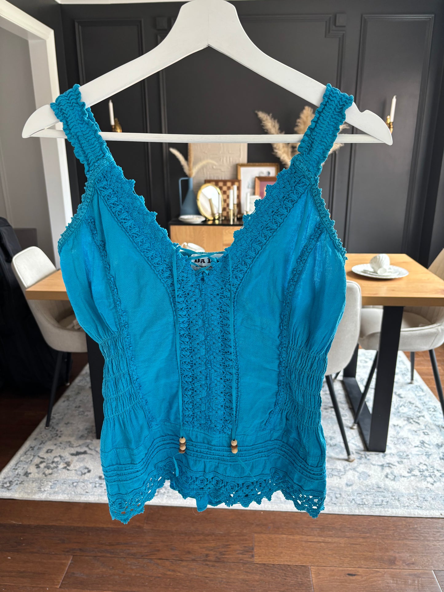 Blue Crochet Beach Top Size M