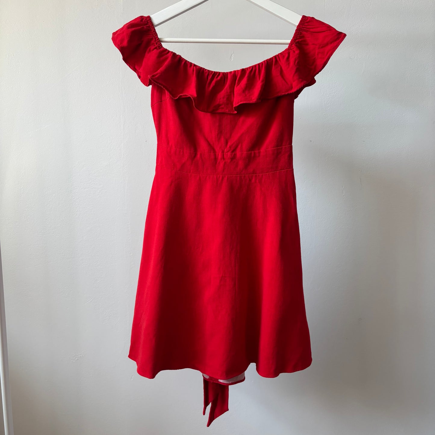 Red Zara Linen Blend Mini Dress