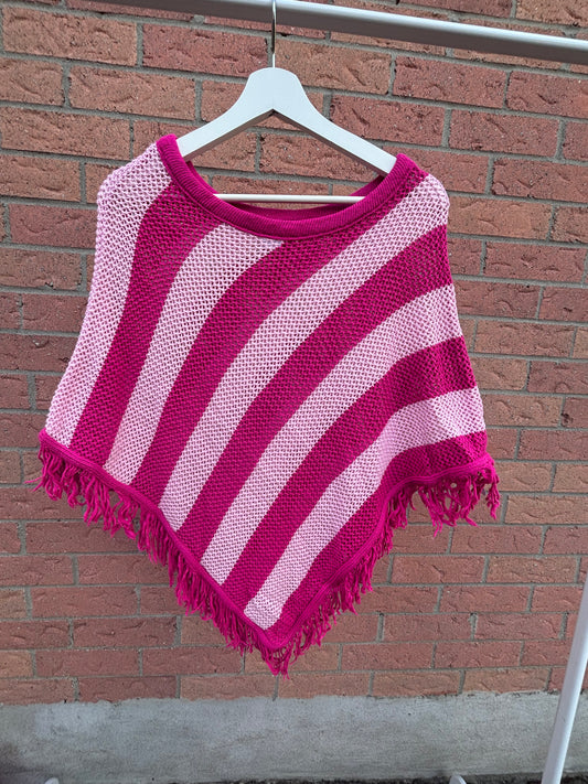 Pink Striped Knit Cape Size OS