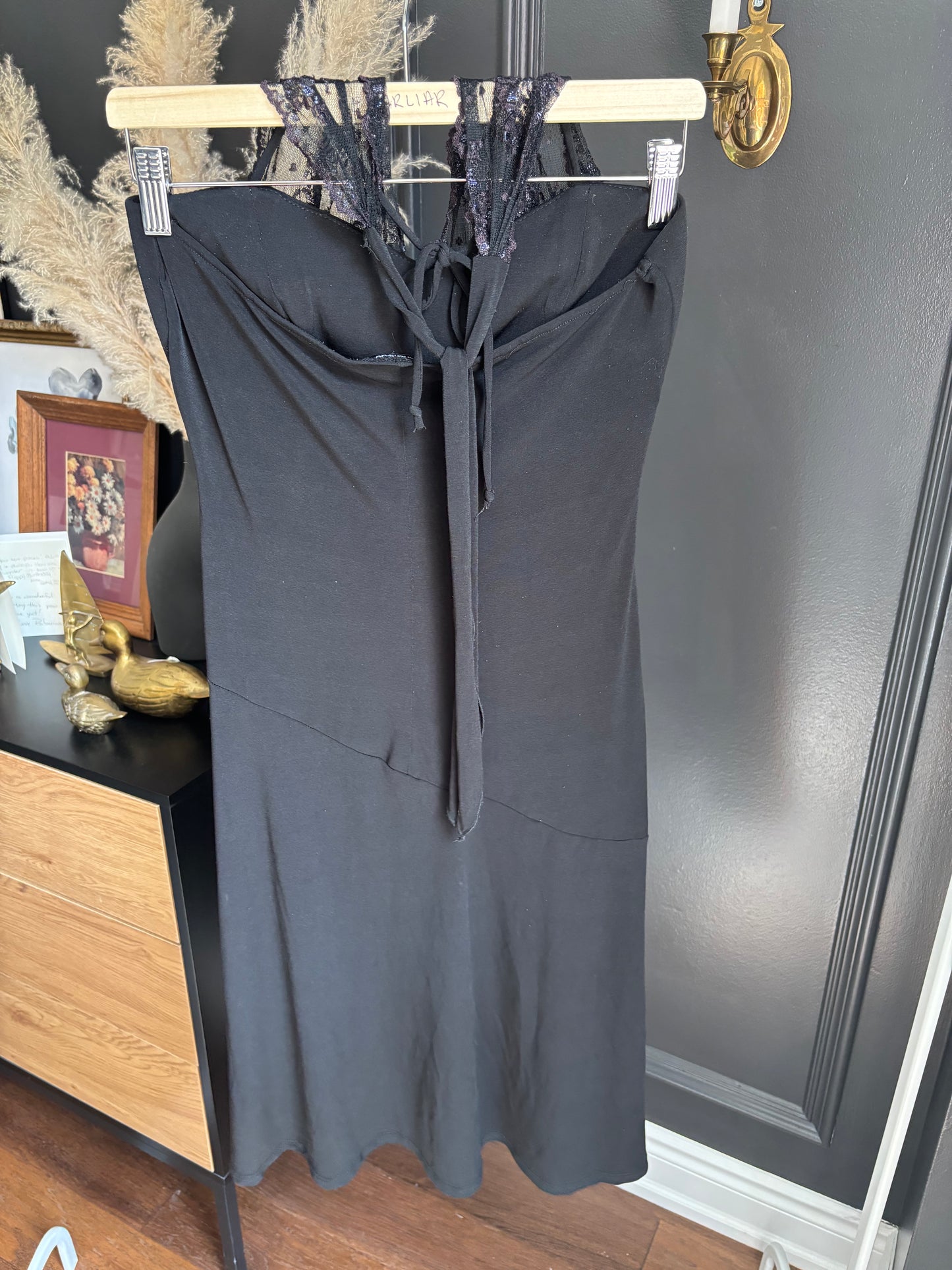 Y2K Black Halter Knee Length Dress Size M
