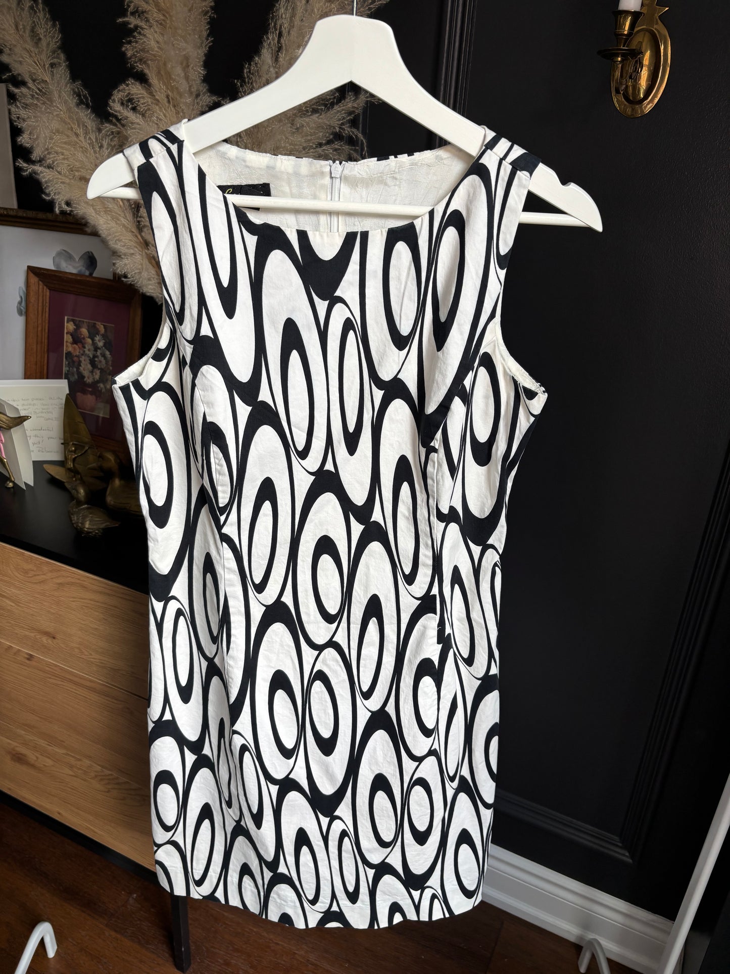 Vintage Abstract Print Shift Dress Size 6