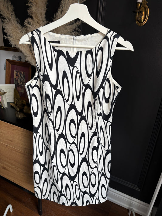 Vintage Abstract Print Shift Dress Size 6