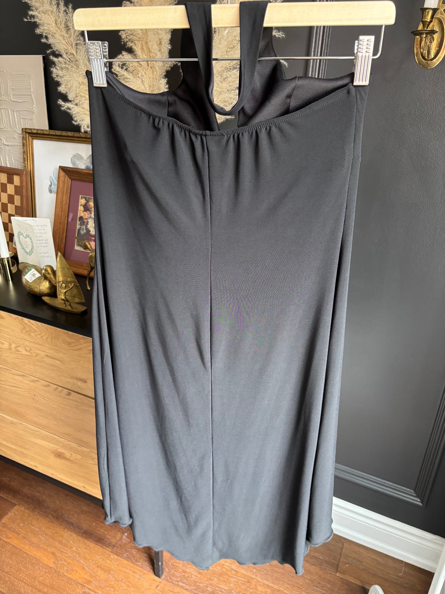Vintage Black Sleek Halter Dress Size 12