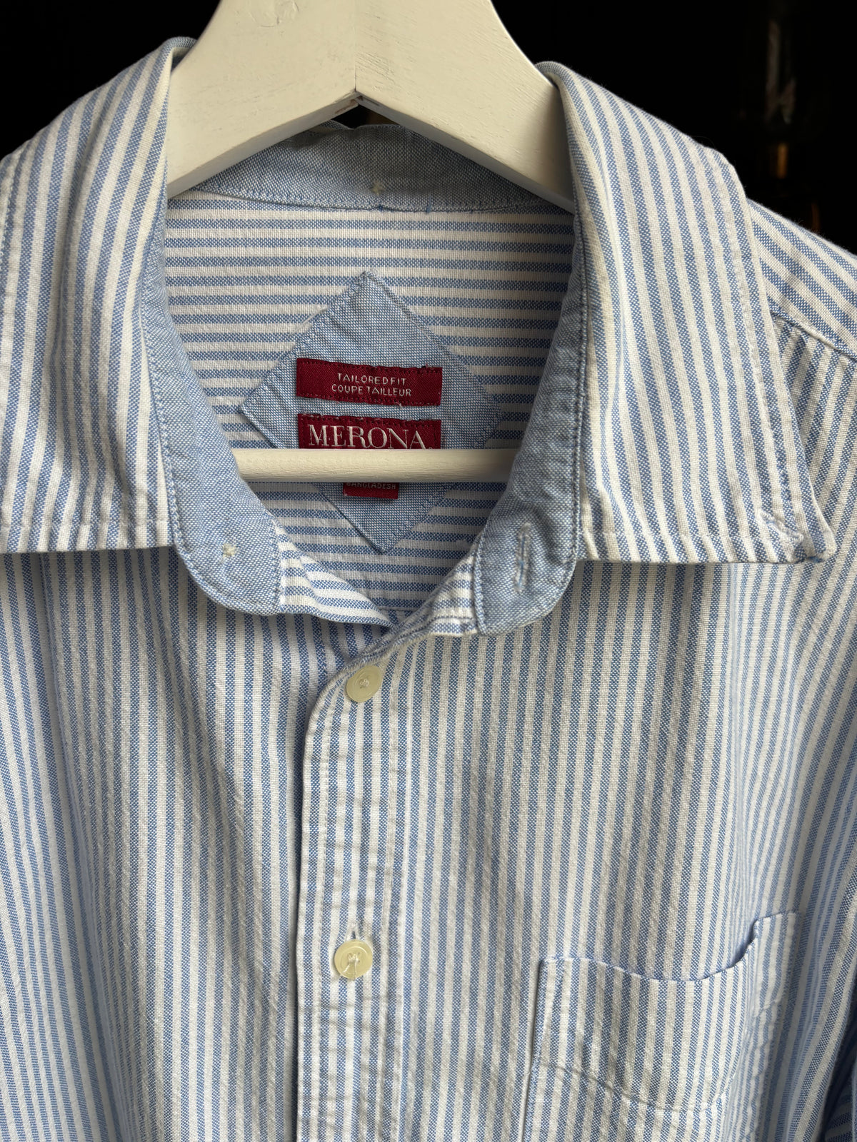 Blue & White Striped Button Down Shirt size M