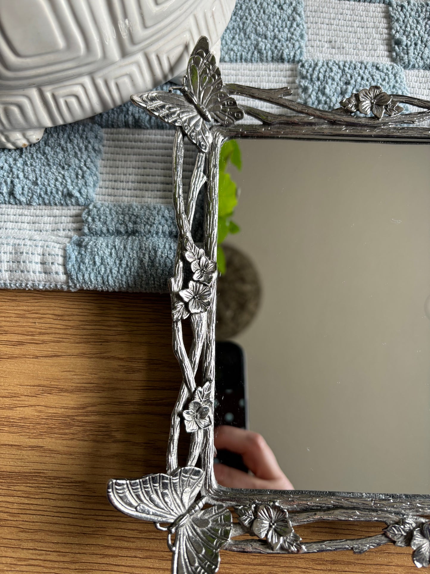 Silver Butterfly Mirrored Tray