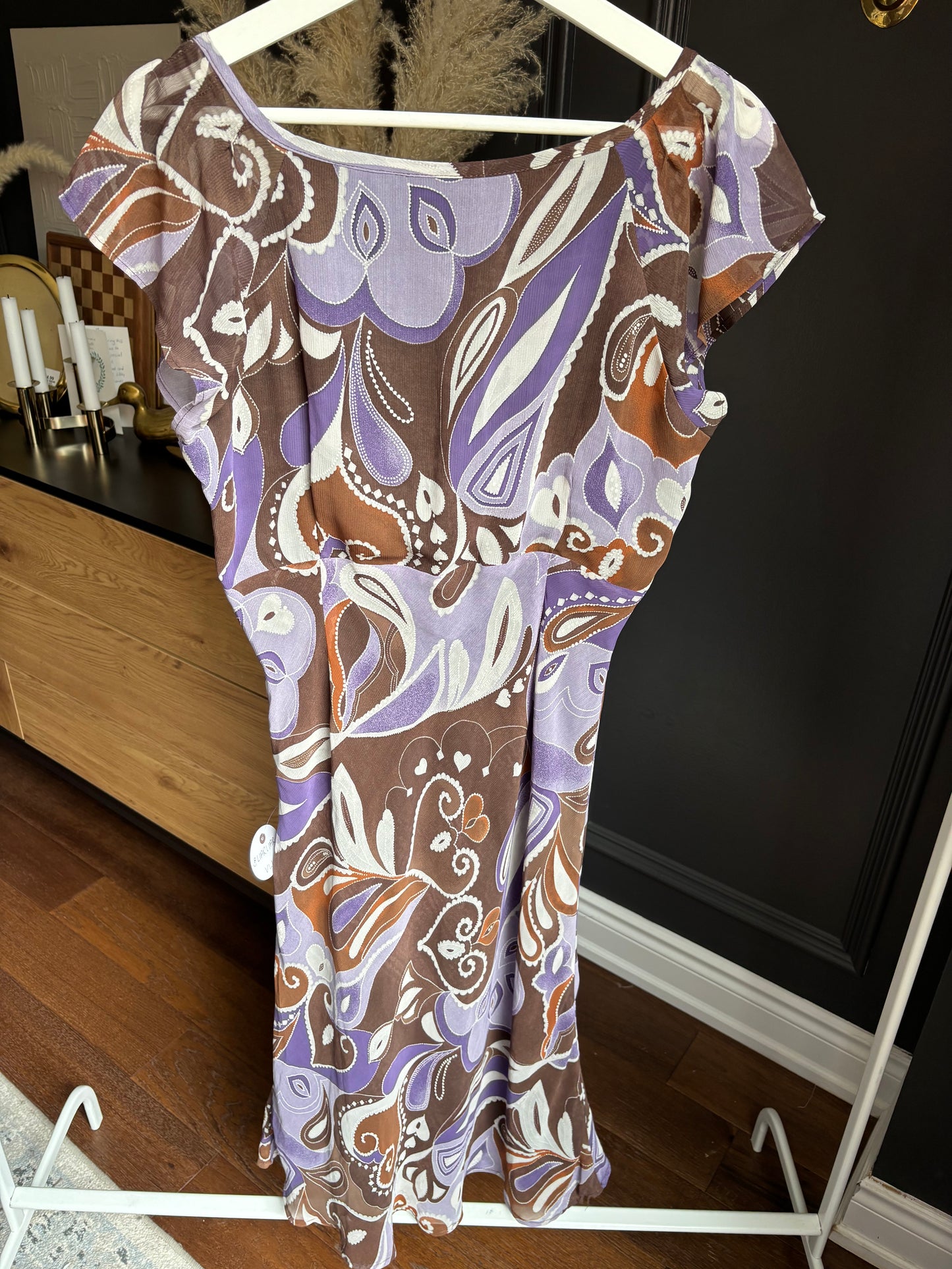 Purple & Brown Print Dress Size 12