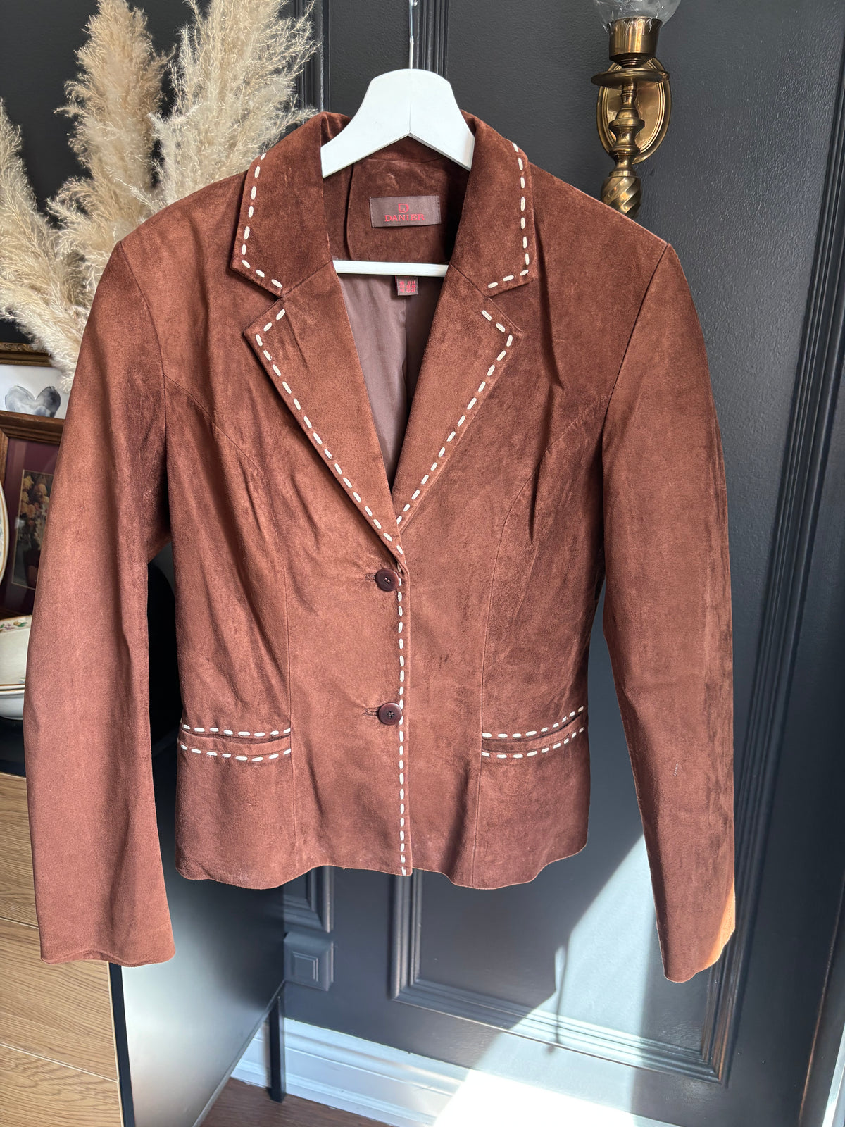 Vintage Danier Brown Sued Blazer Style Jacket Size S