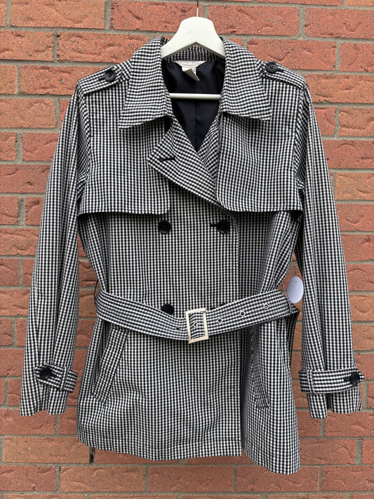 Vintage Gingham Short Trench Coat Size L