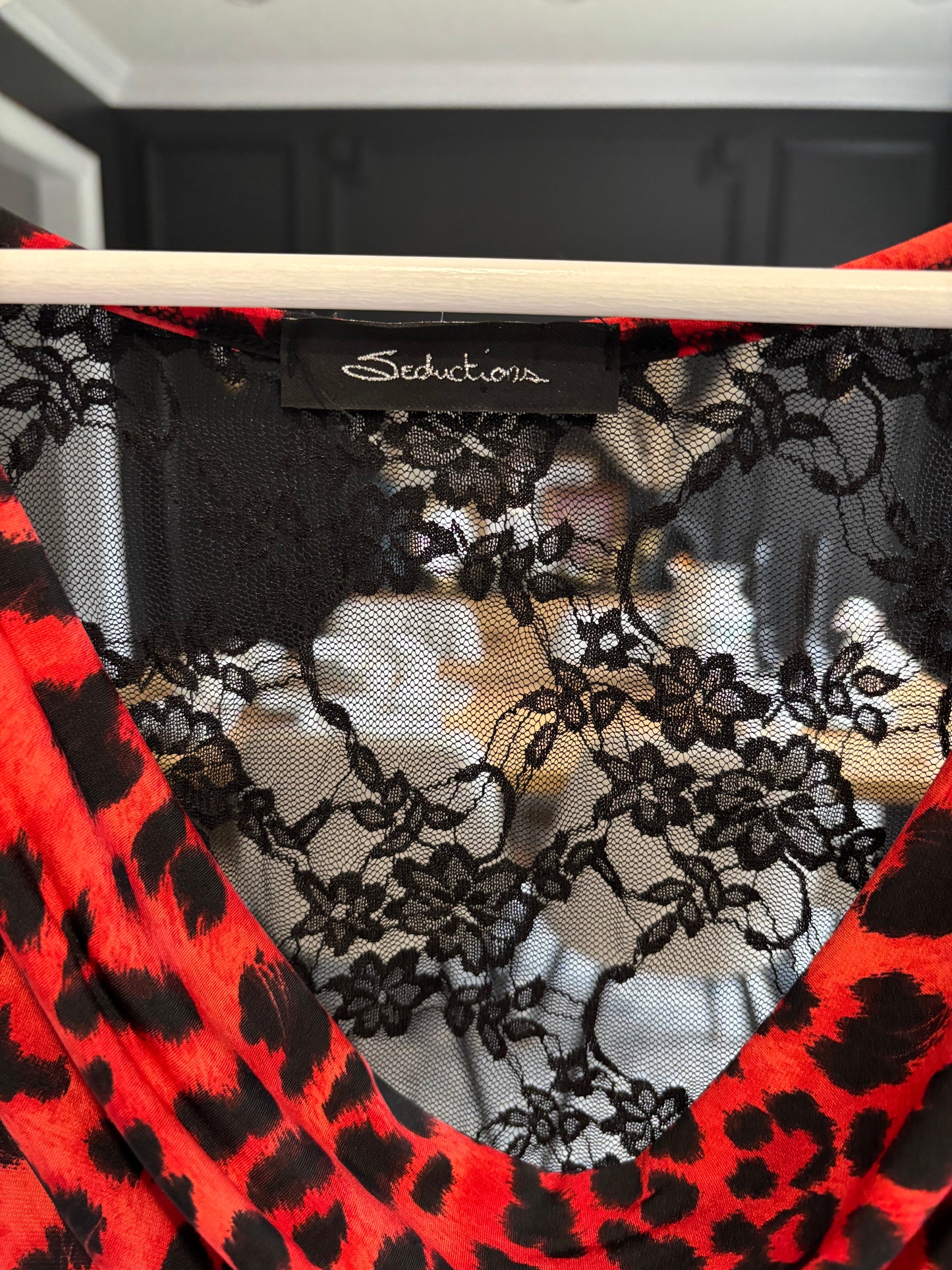 Sexy Red Leopard Cowl Neck To Size S