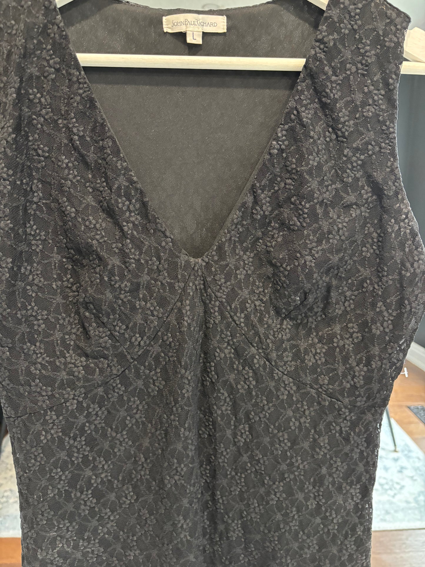 Vintage Sleeveless Black Lace Top Size L