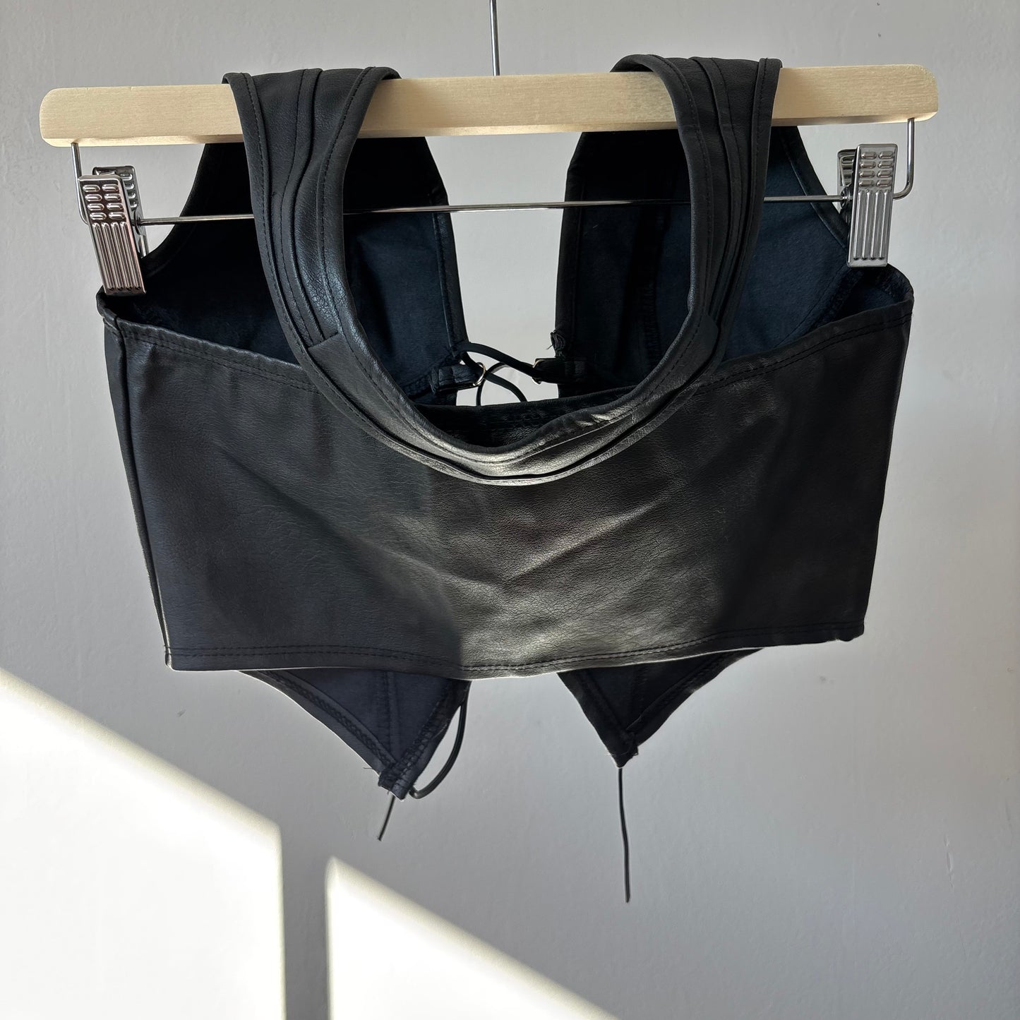 Faux Leather Halter Crop Corset