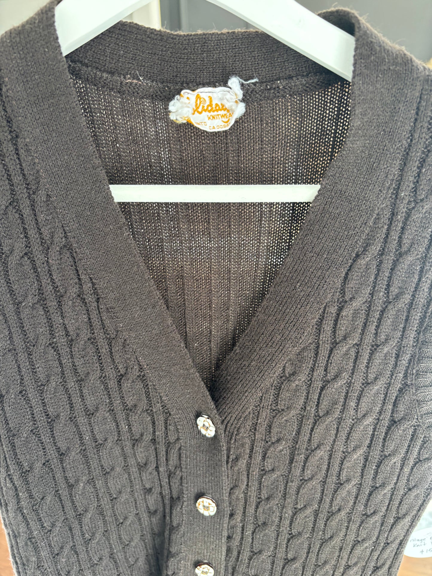 Vintage Brown Knit Vest Size S