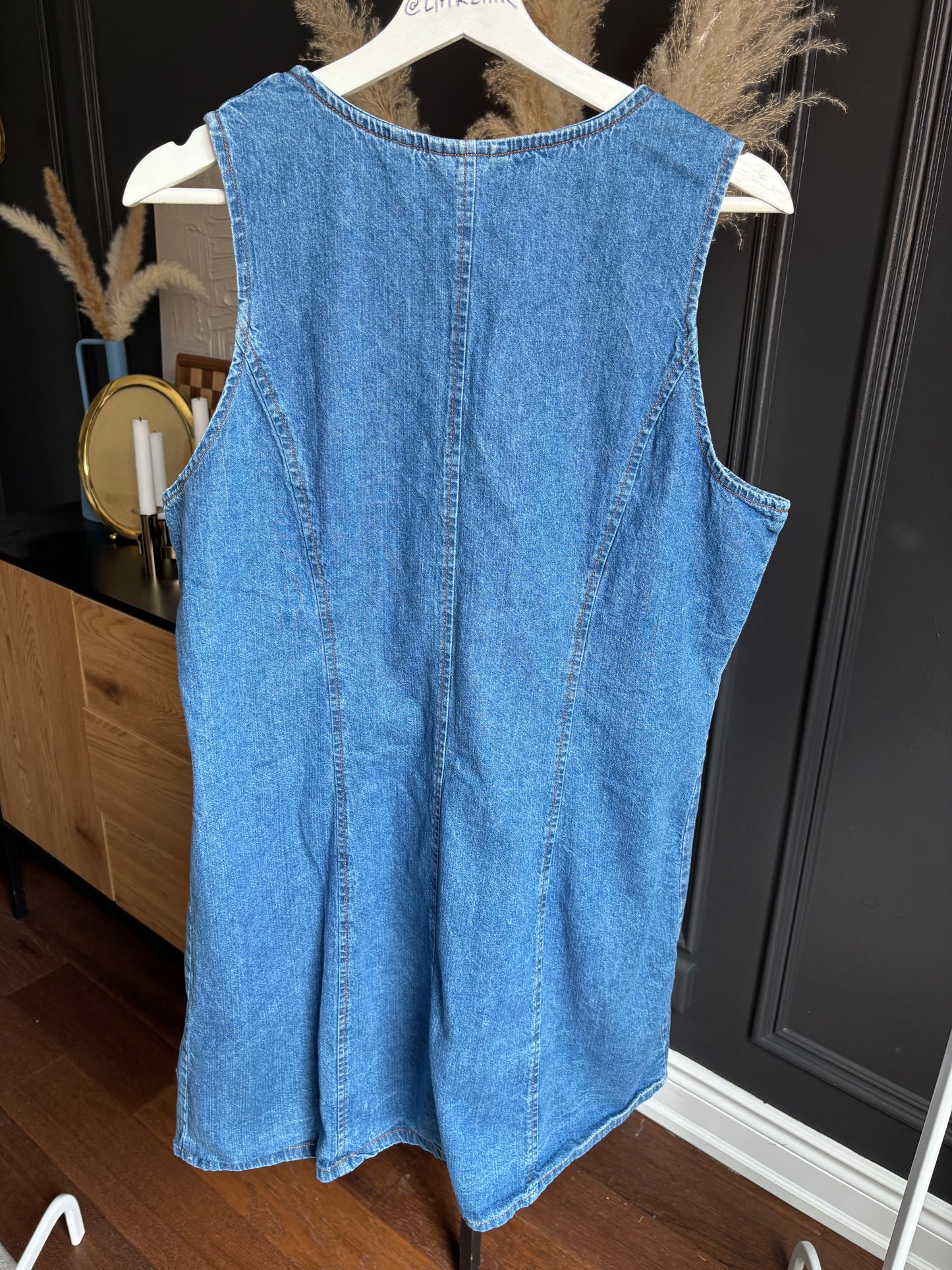 Vintage Sleeveless Denim Button Down Dress Size XL