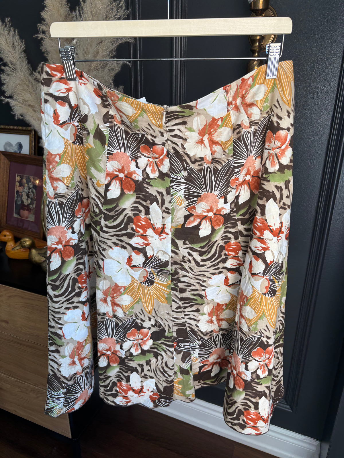 Vintage Midi Wild Print Skirt Size 12