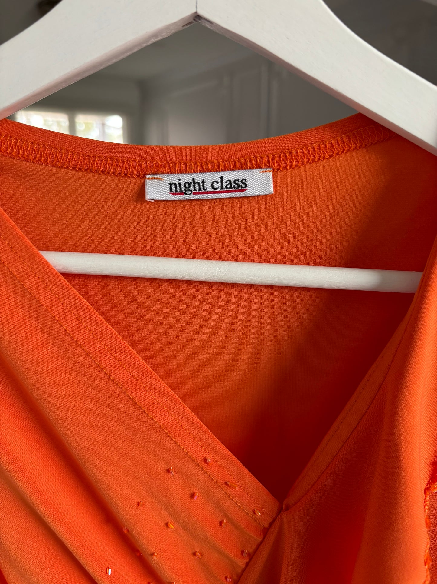 Orange Beaded Ruffle Top Size M