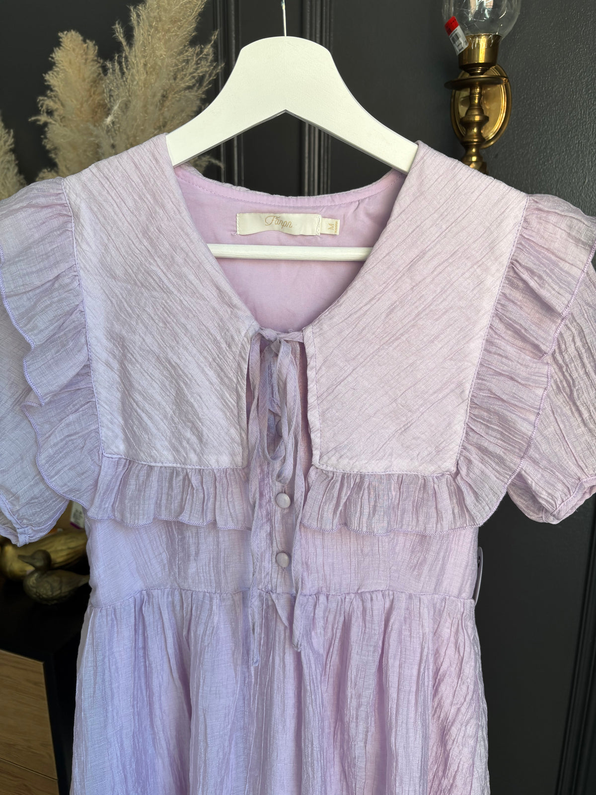Purple Ruffled Collar Dress Size M