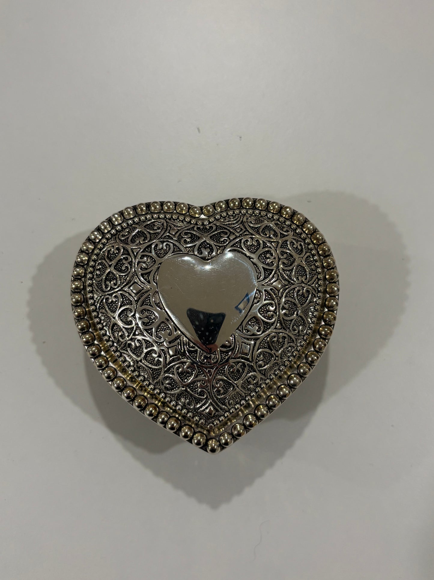 Silver Plated Heart Shaped Box