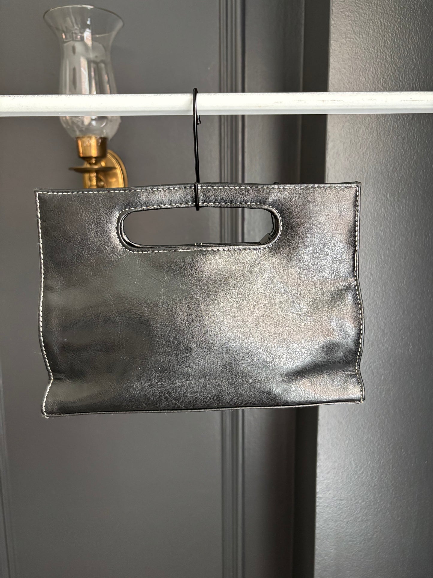 The Stone Black& White Stitch Hand Bag