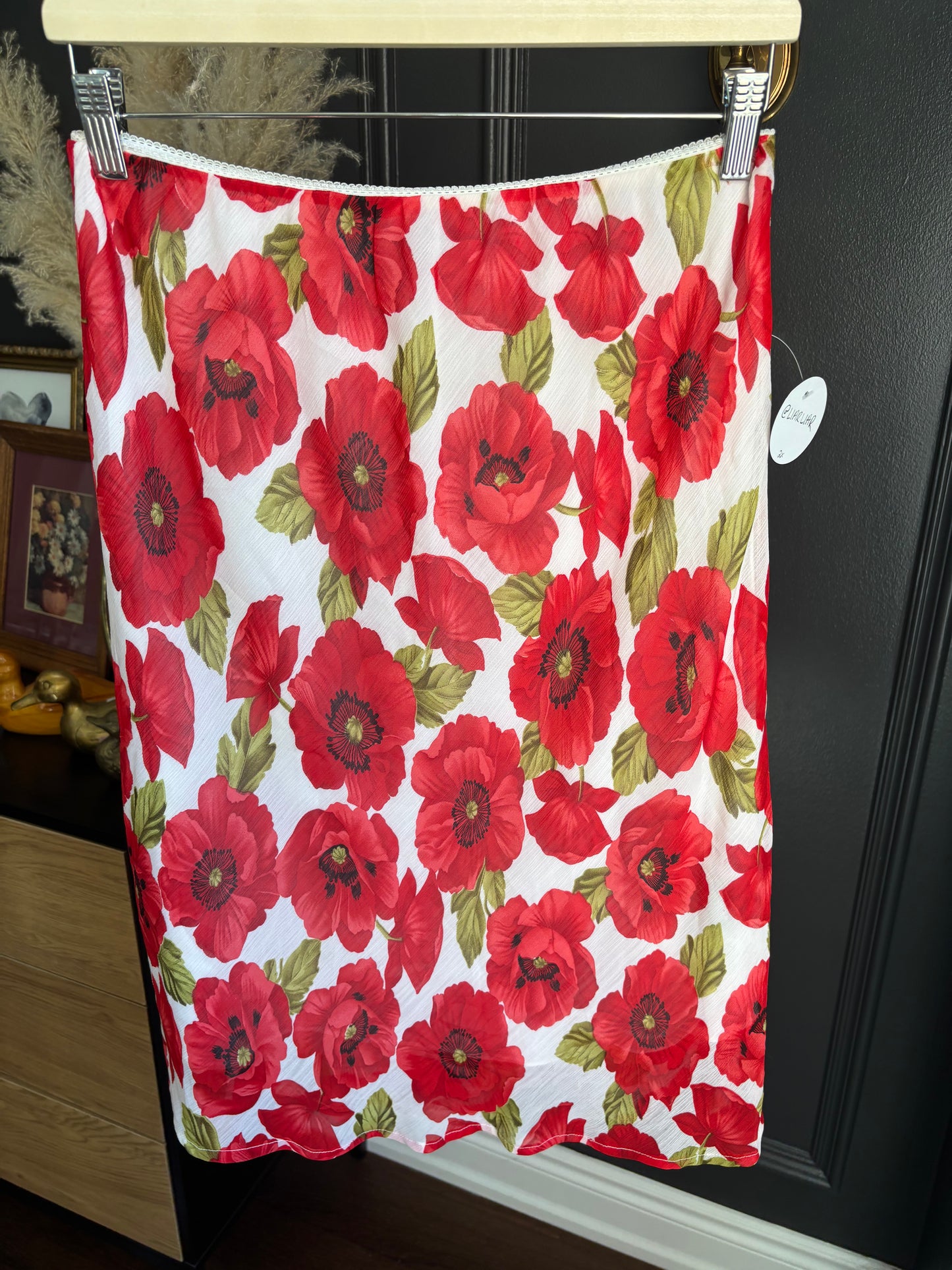 2 Piece Poppy Print Skirt & Top Set Size L