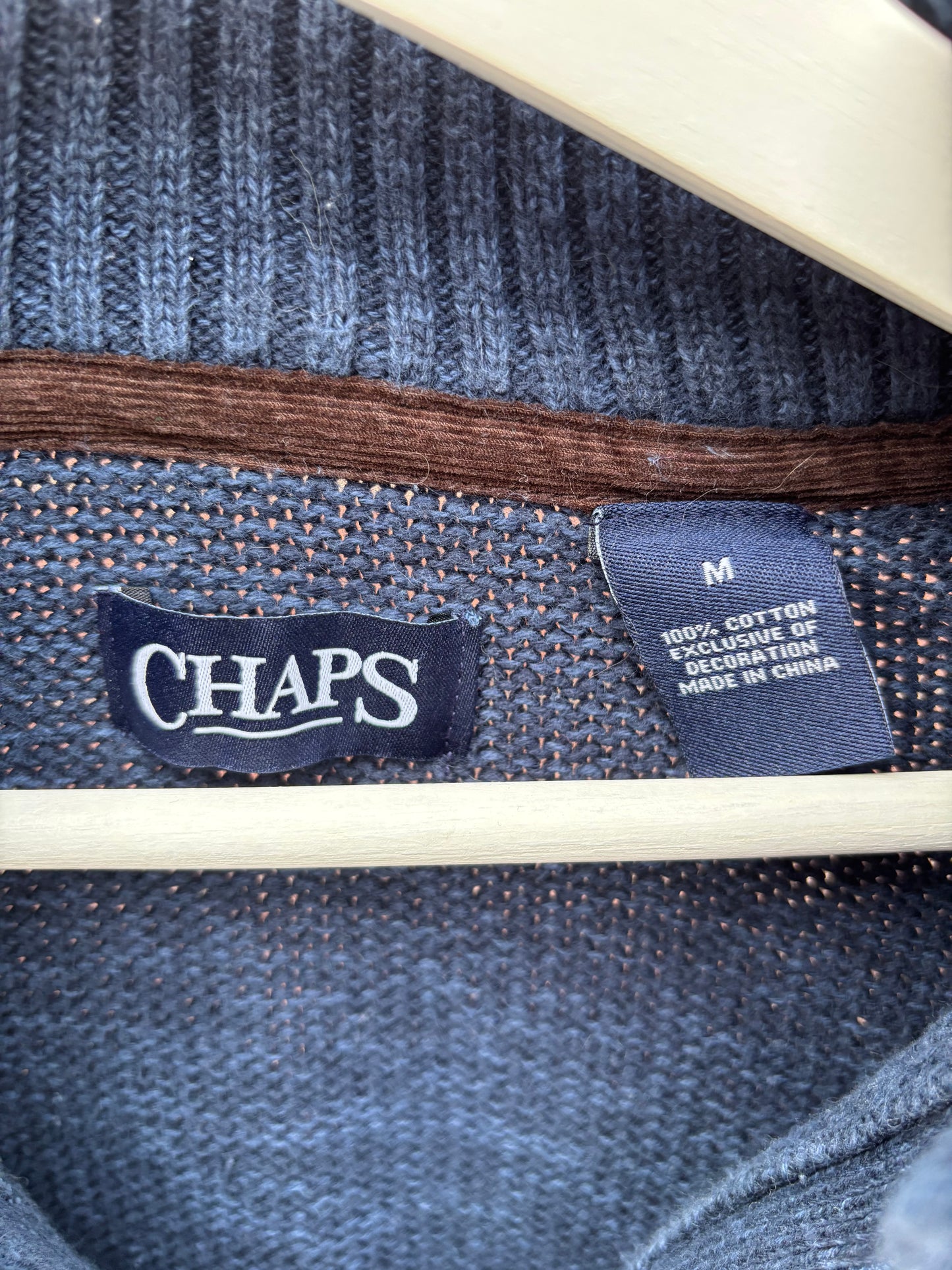 Chaps Navy Blue Quart Button Down Knits Size Medium