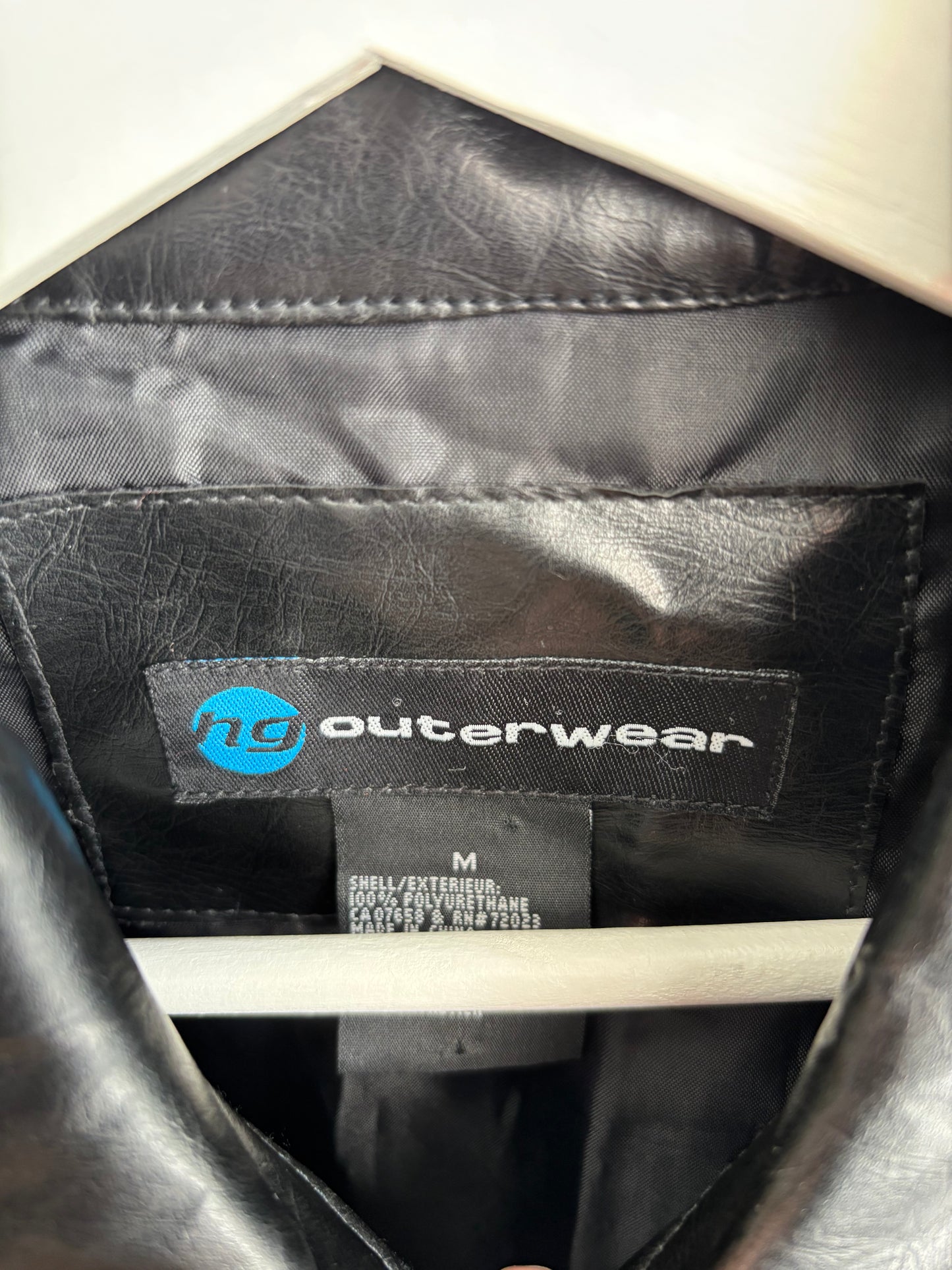 90's Outerweae Shinny Vegan Leather Cropped Jacket Size M