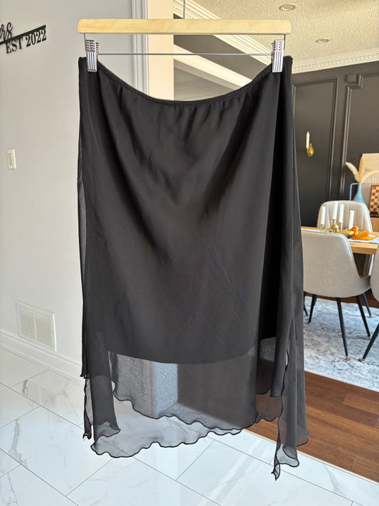 Vintage Asymmetrical Ruffle Hem Midi Skirt Size XL