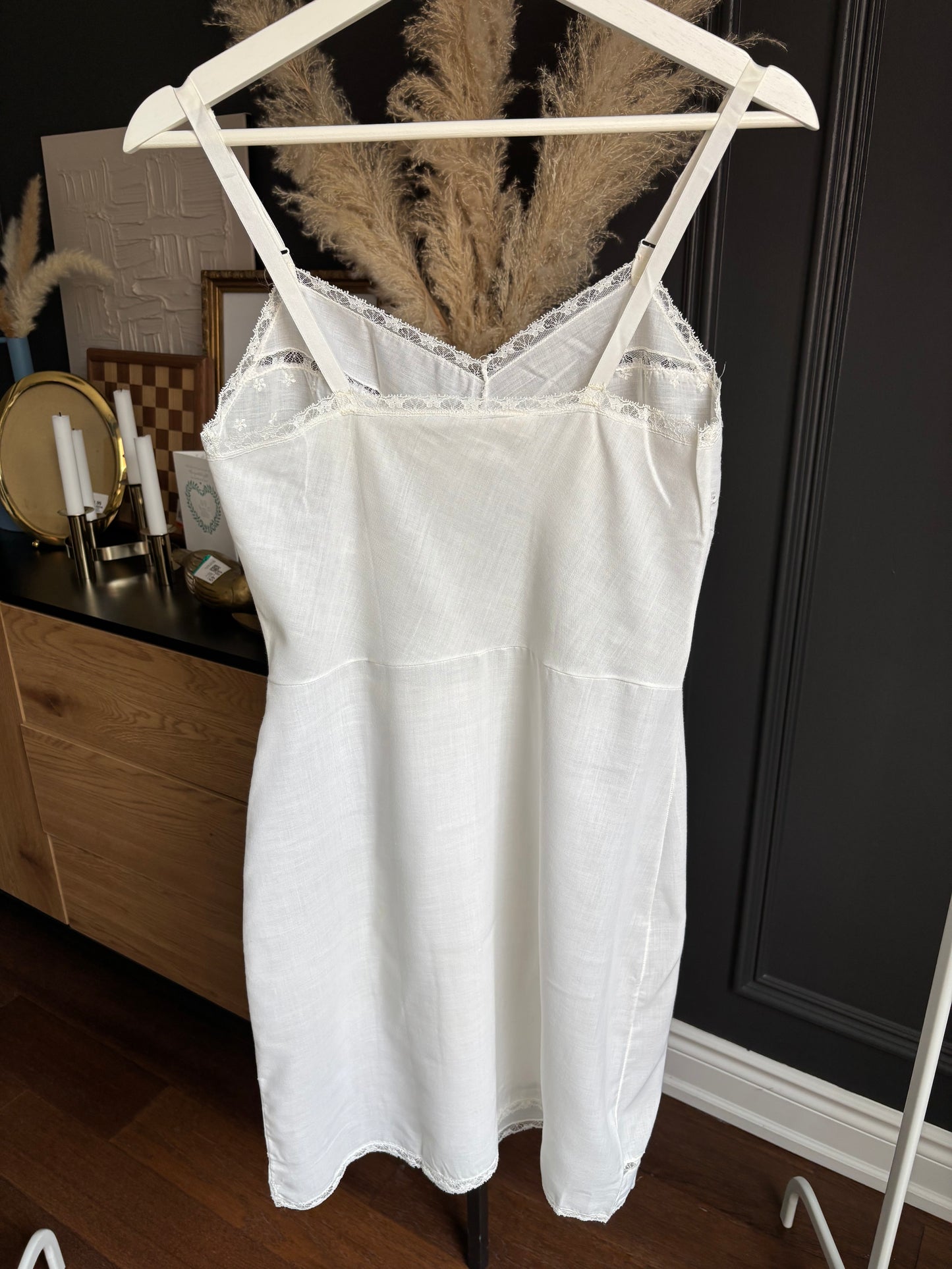 Vintage White Cotton Night Slip Size S