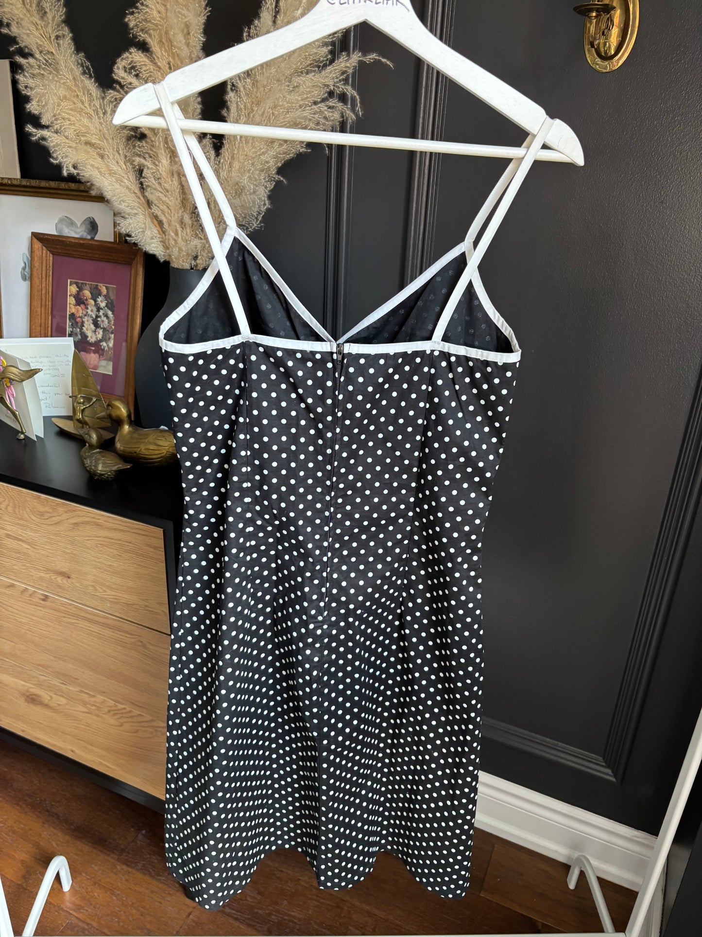 Fitted Polka Dot Knee Length Dress Size M