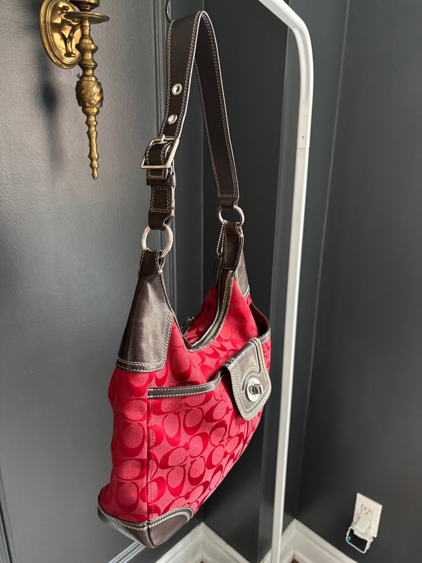 Coach Hampton Signature Hobo Shoulder Bag