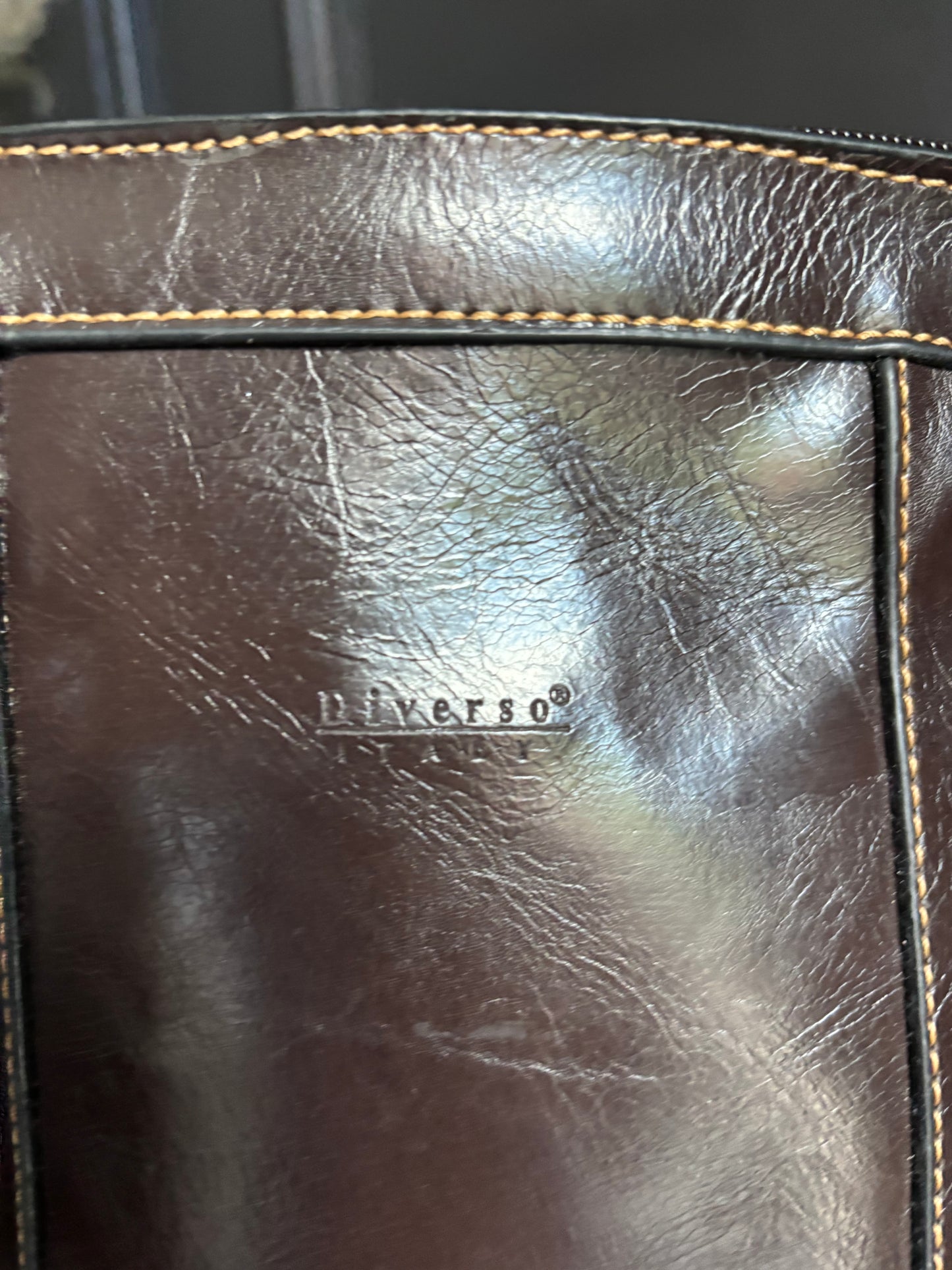 Brown Stitched Detail Shoulder Bag