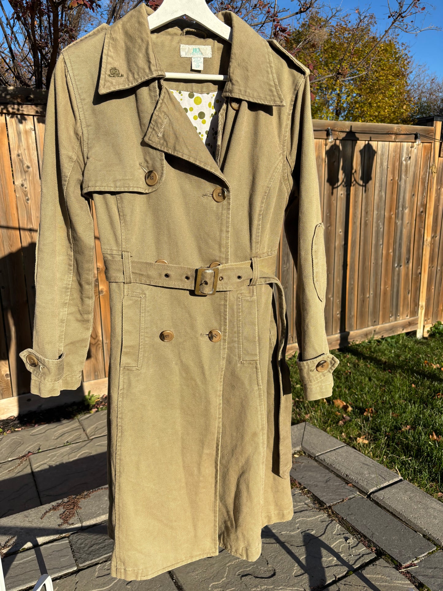 Green Khaki Trench Coat Size S