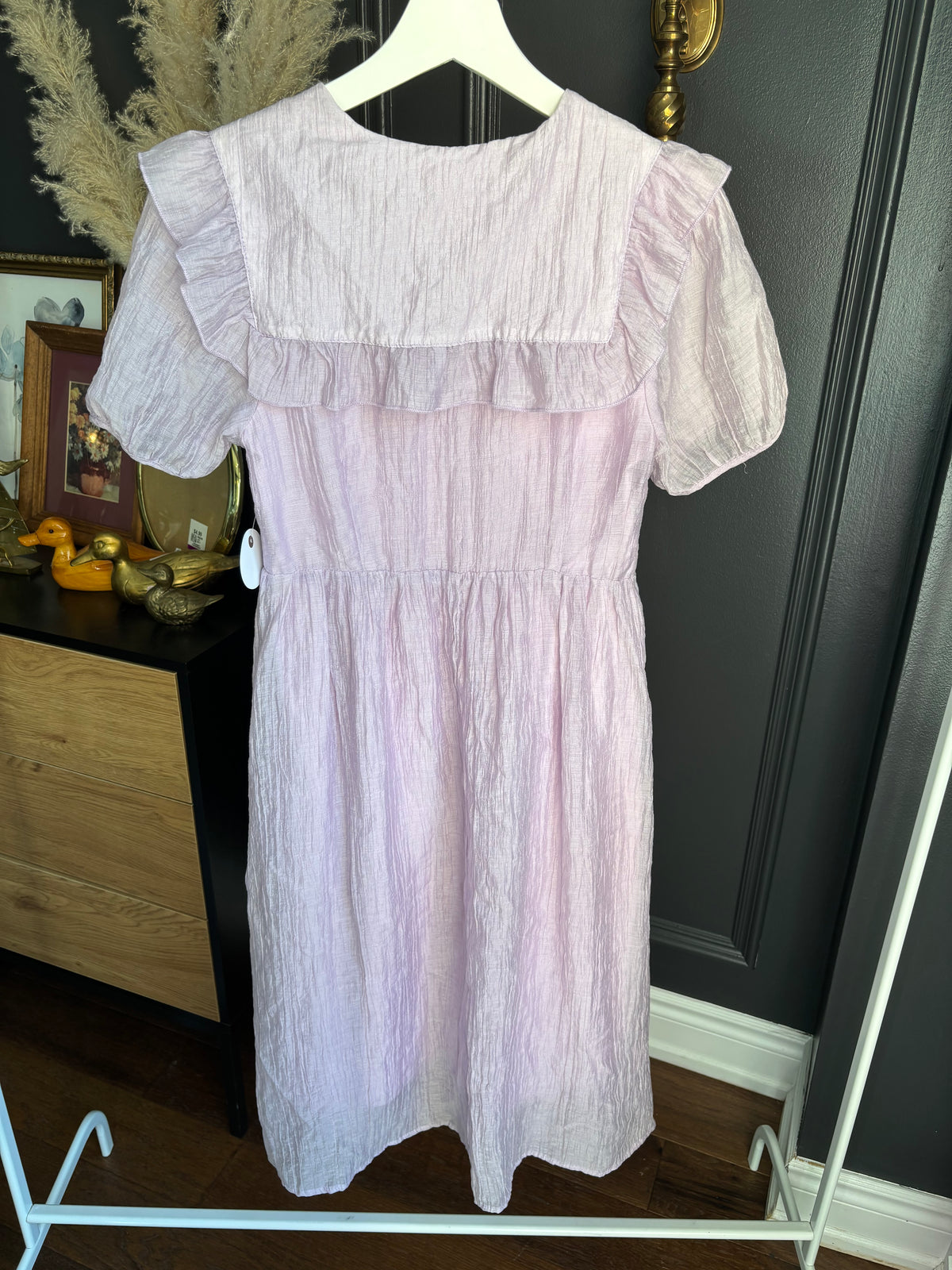Purple Ruffled Collar Dress Size M