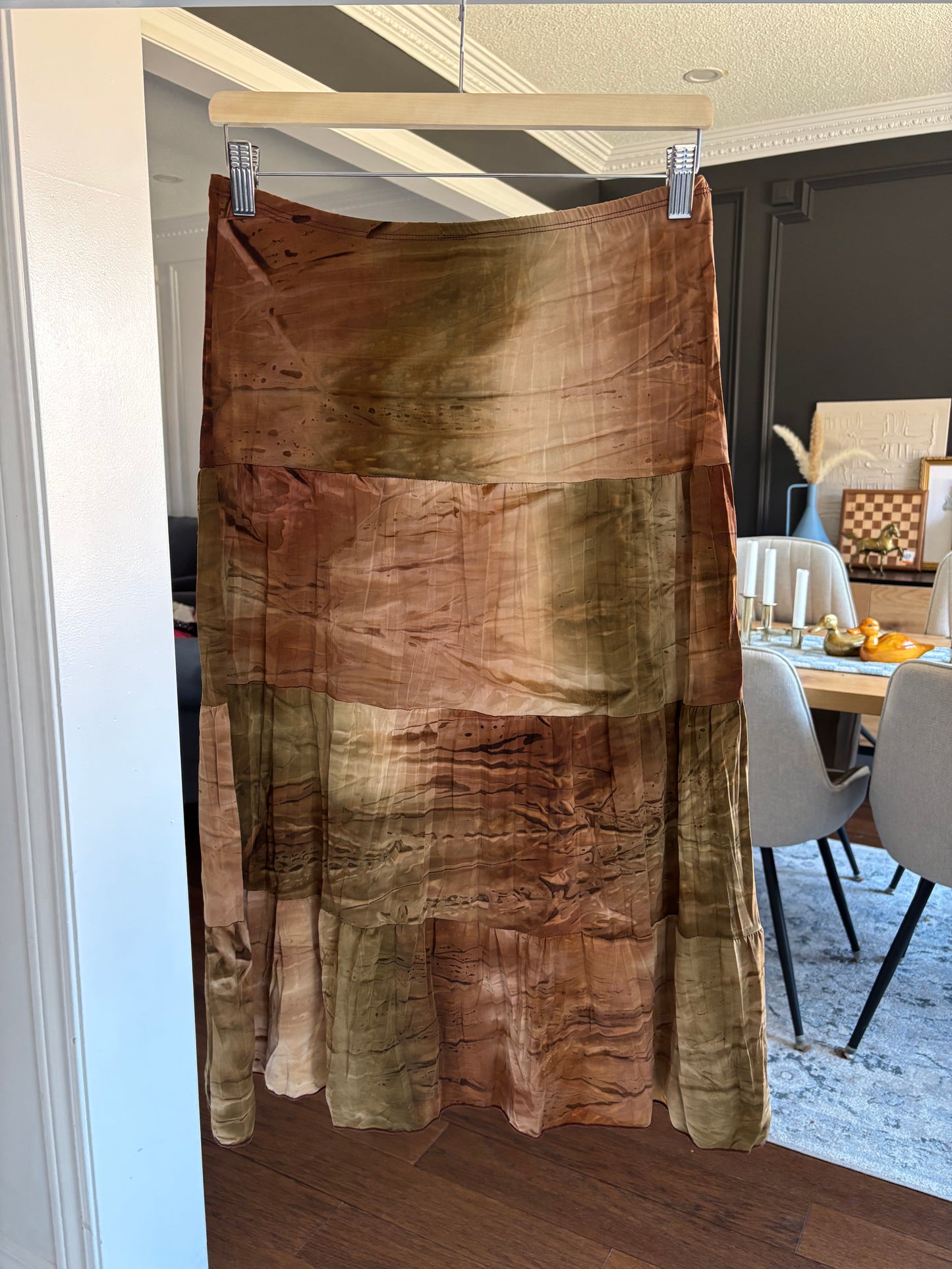 Midi Earth Tones Tiered Skirt Size S