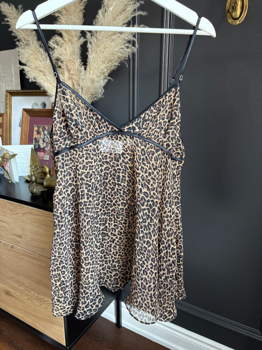 Vintage Sheer Leopard Babydoll Size M