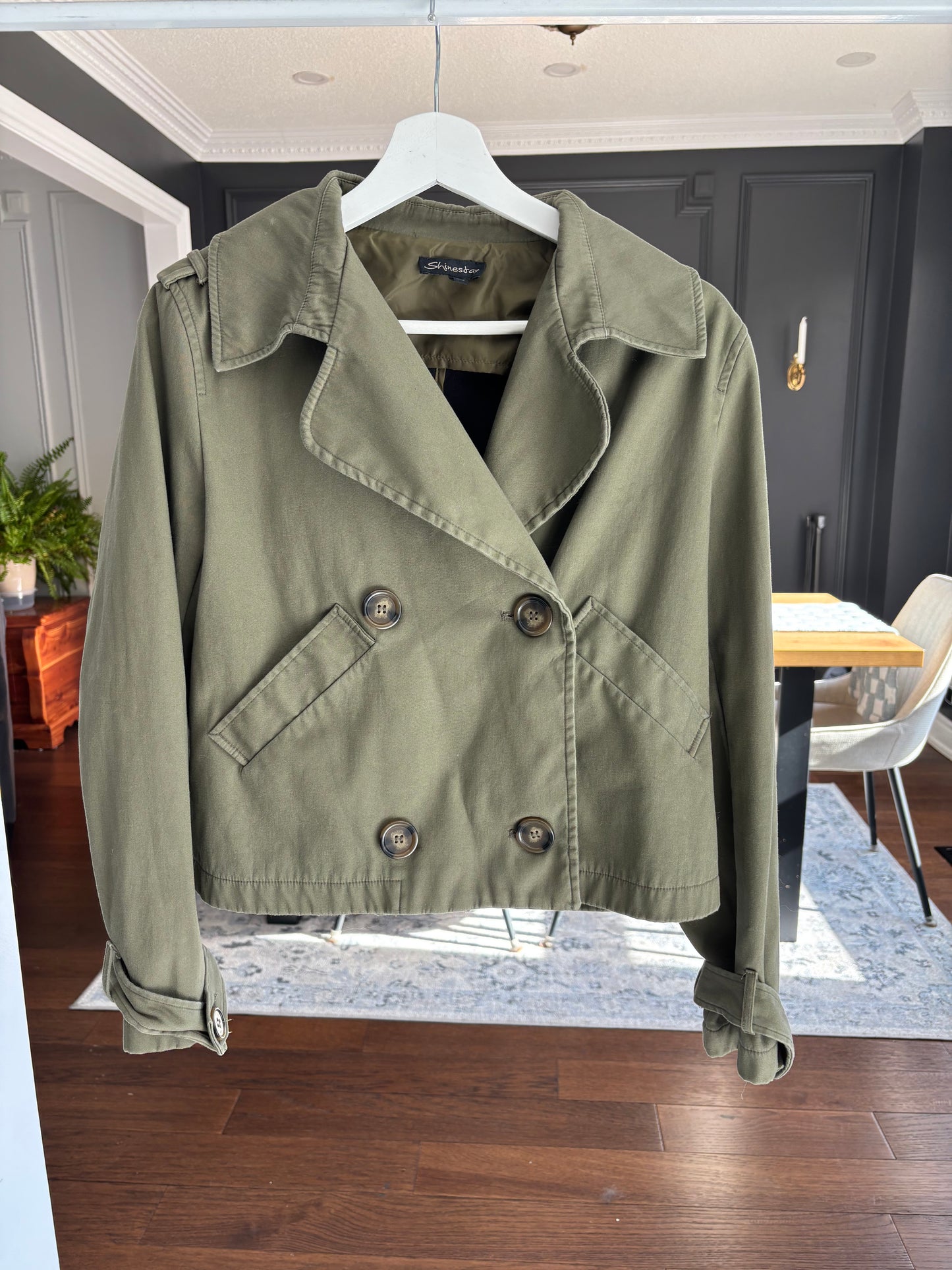 Khaki Green Cropped Jacket Size L
