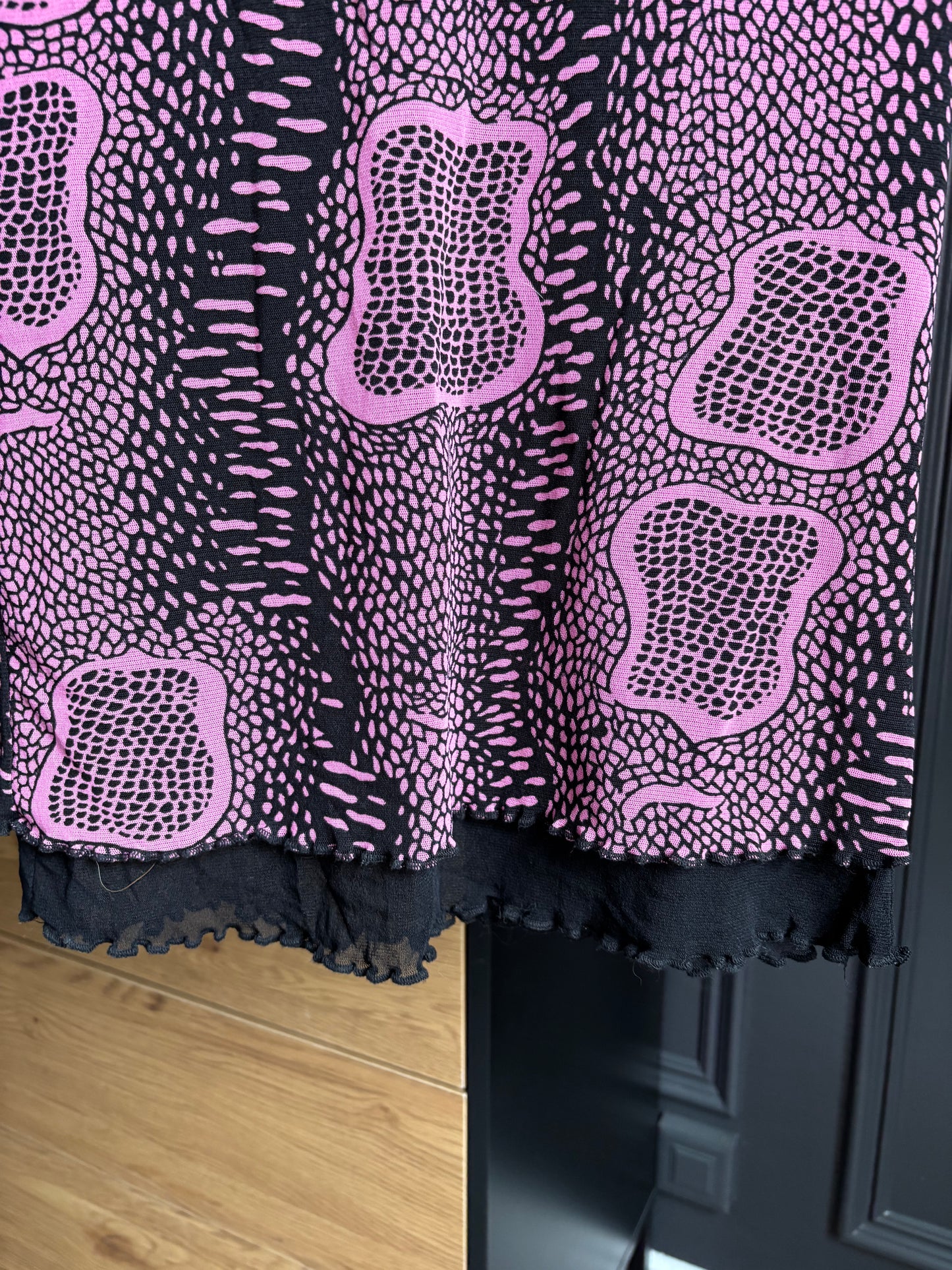 Vintage Pink & Black Mesh Top Size S