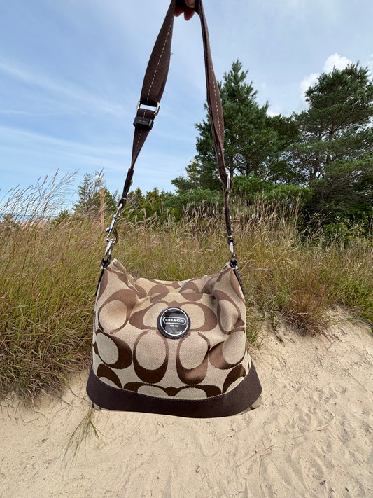 Coach Signature Stripe Crossbody File Bag