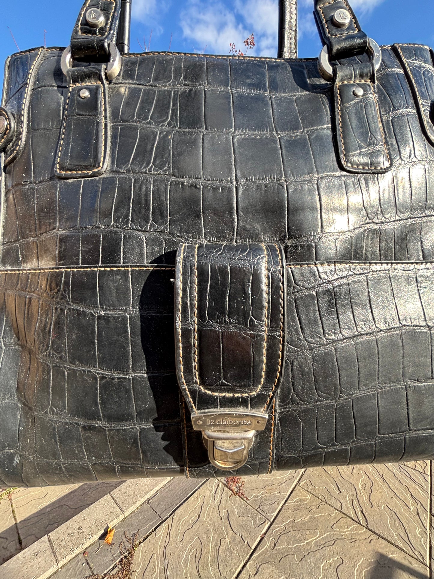 90s Liz Claiborne Faux Alligator Shoulder Bag
