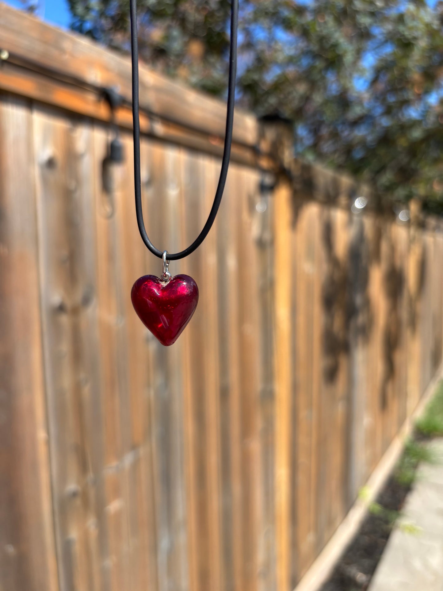 Red Glass Heart Necklace