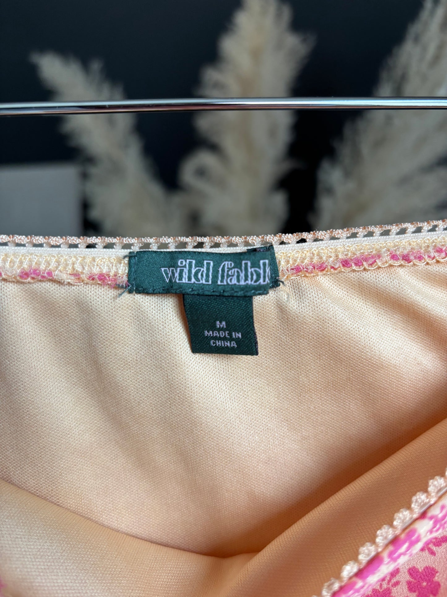 Pink & Peach Floral Print Midi Skirt Size M