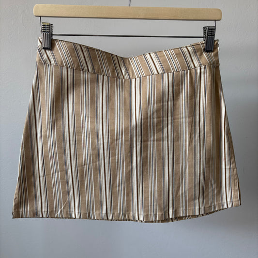 Brown Striped Mini Skirt