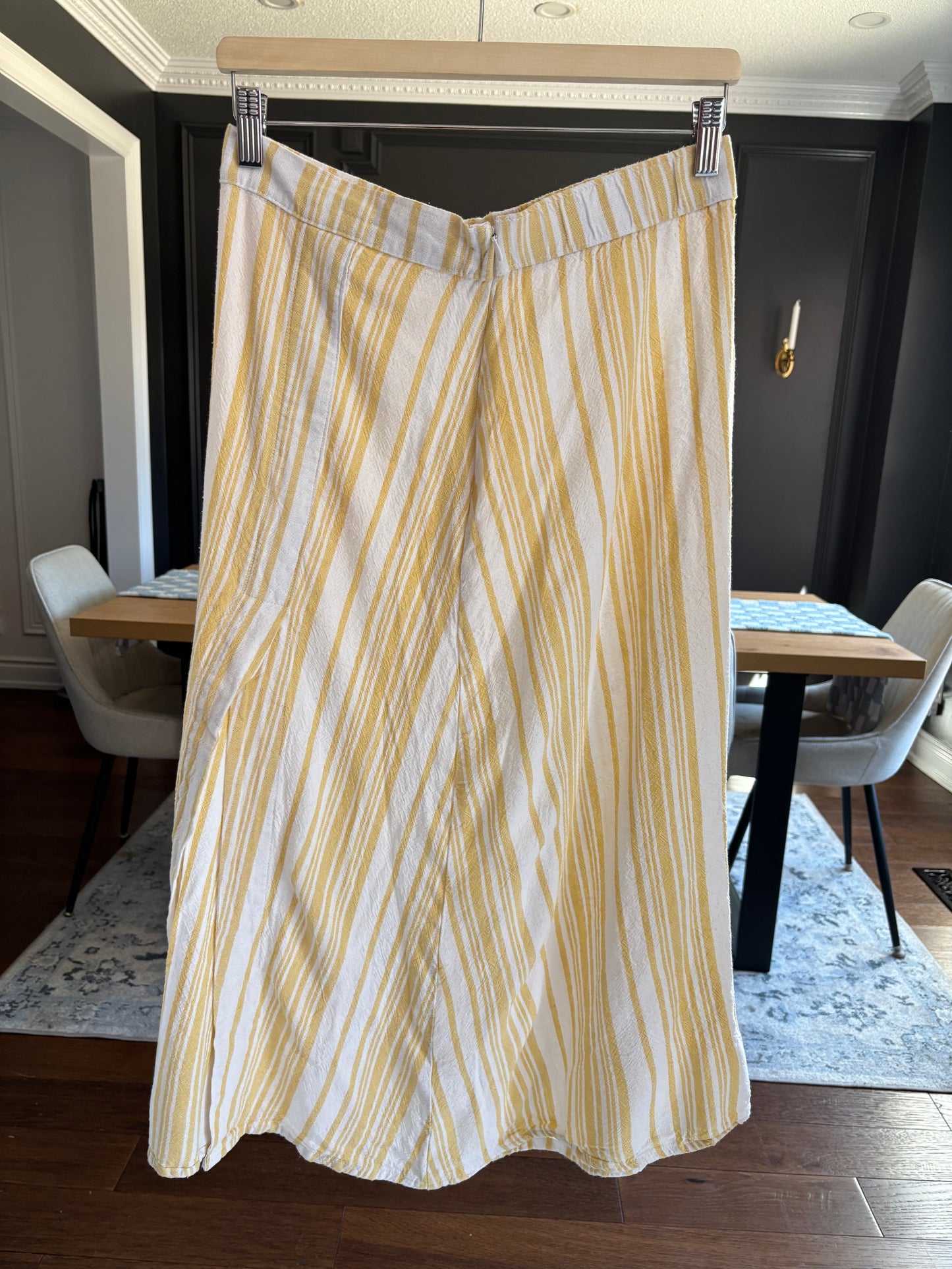 Yellow Striped Ankle Length Skirt Size M