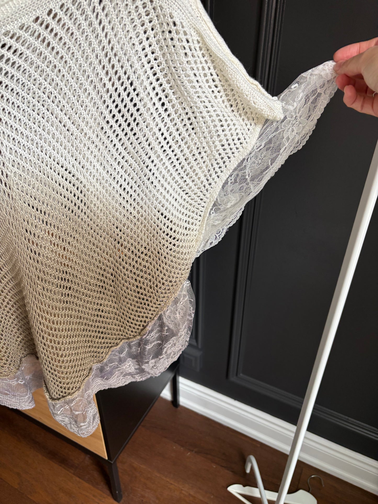 Lace Trimmed Knit Cape Top Size OS