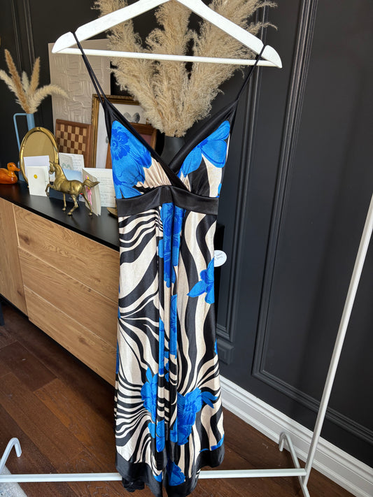 Vintage Satin Print Dress Size M