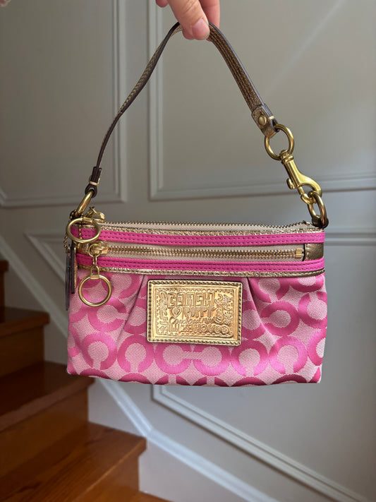 Pink & Gold Coach Wristlet