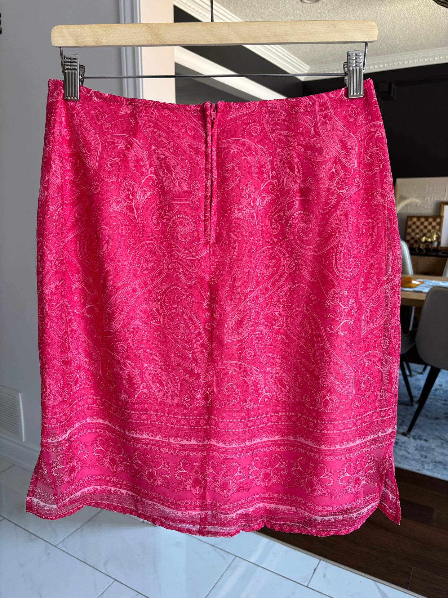 90's Pink Paisley Knee Length Skirt Size 10