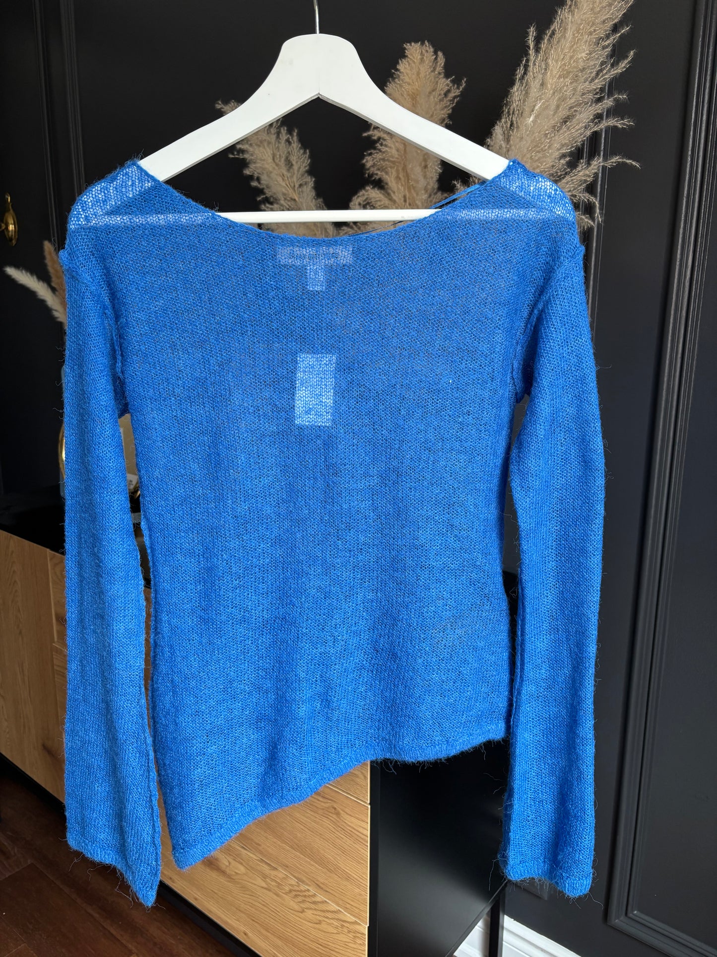 Blue Fine Knit Asymmetrical Top Size S