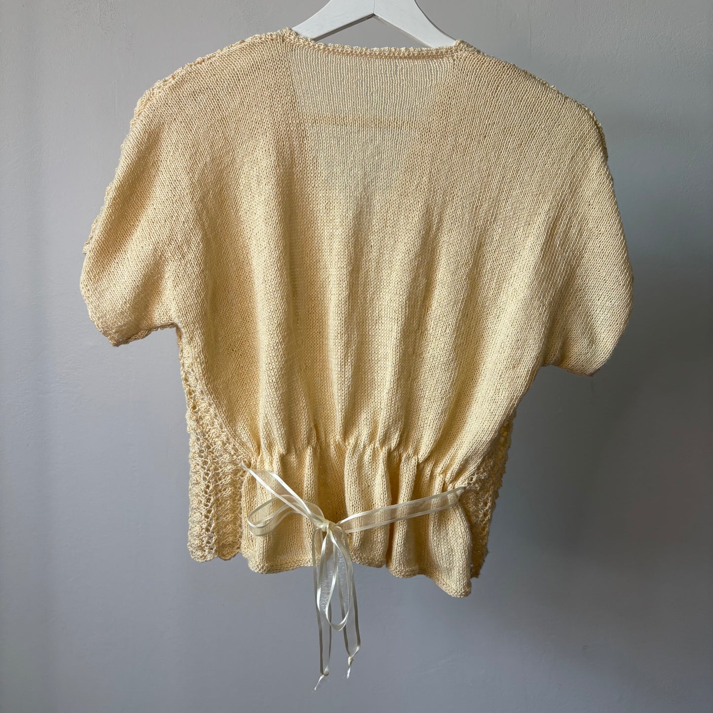 Butter Yellow Vintage Crop Knit Cardigan