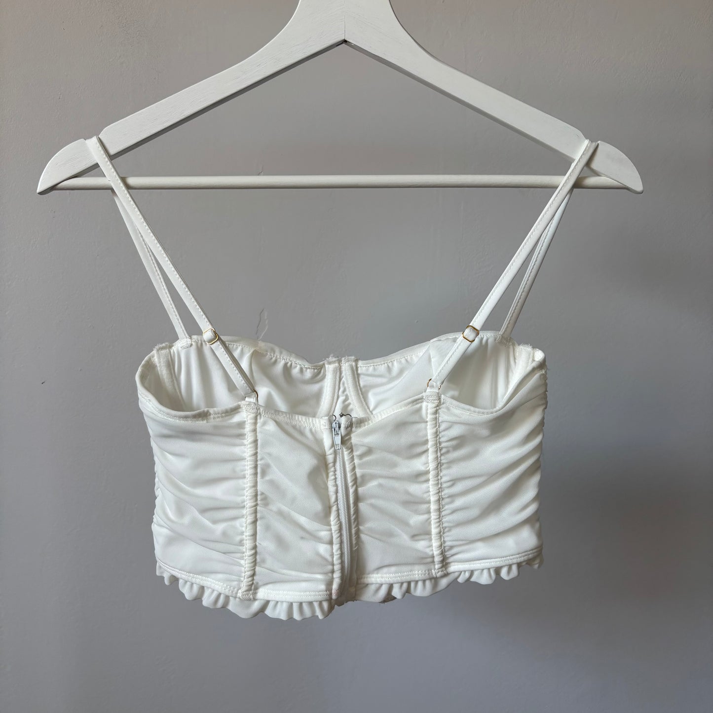 White Rouched Cropped Bustier